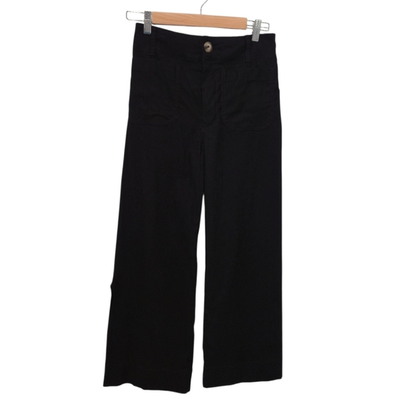 Anthropologie Maeve The Colette Magic Fabric Crop Wide Leg Pants Sz 27 Black - Picture 5 of 13
